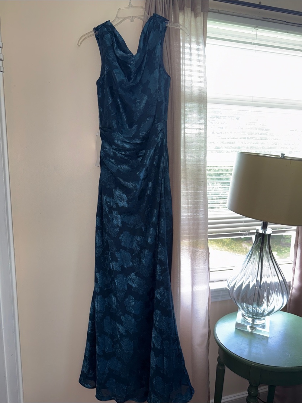 Azazie Teal Floral Maxi Dress